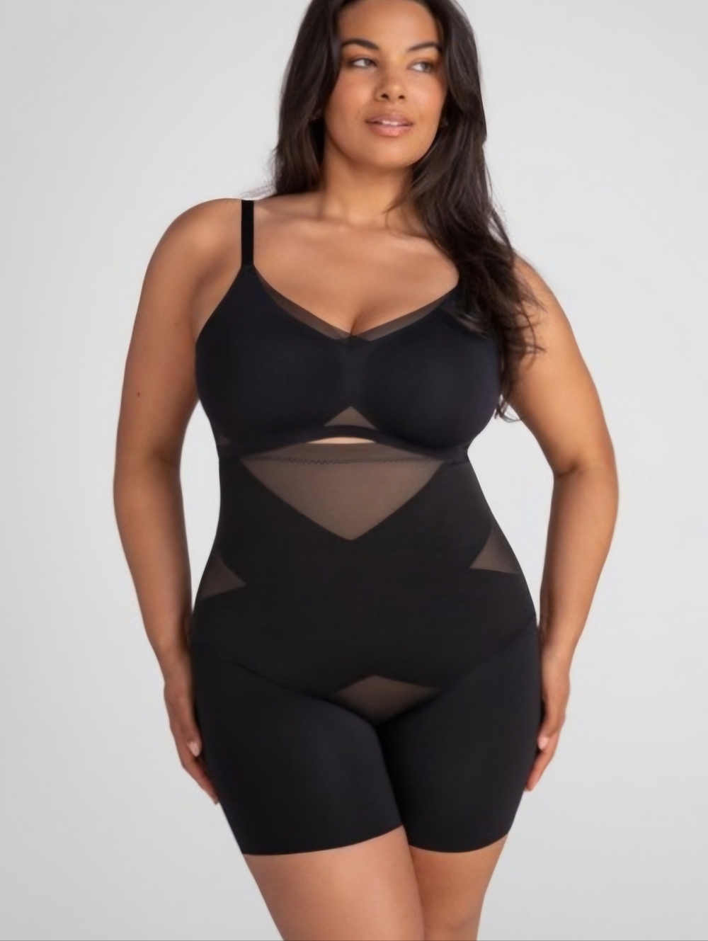 NWT /NWOT Honeylove Runway Power Short   Black Seamless with Sheer Panels
